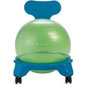 Gaiam Kids Balance Ball Chair - Classic Children's Stability Ball Chair, Alternative School Classroom Flexible Desk Seating for Active Students Blue/Green,Metal