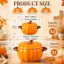 Set of 5 Ceramic Pumpkin Bowls, Pumpkin-Shaped Soup Serving Pot Storage Jar with Lid and Spoon for Baking, Fall, Thanksgiving, Halloween Party, Kitchen, Dessert, Decoration, 17 Oz & 54 Oz