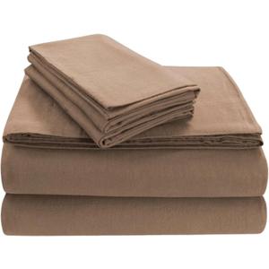 Tribeca Living Twin X-Large Luxury Solid Flannel Deep Pocket Sheet Set, Cashmere