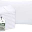 Royale Linens White Pillowcase Set of 12 - Queen 20"x30" Bed Pillow Cover - 1800 Brushed Microfiber - Wrinkle & Fade Resistant - Bulk Pillow Cases - Hotel Quality Pillowcase 12 Pack (Queen, White)