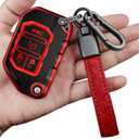 Sindeda for Jeep Key Fob Cover with Keychain Soft Full Protection Key Shell Key Case Compatible with Jeep Gladiator JT Sahara JLU 2018-2023 Jeep Wrangler JL JLU Rubicon (Red)