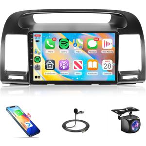 4Core 2G+64G Android Car Radio Carplay for Toyota Camry 2000-2006, Rimoody Car Stereo with Android Auto 9 Inch Touch Screen GPS Navigation WiFi Bluetooth FM/RDS HiFi AHD Backup Camera