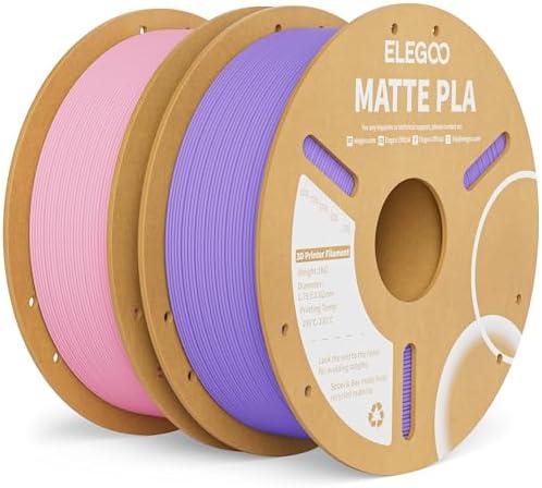ELEGOO Matte PLA Filament Lavender Purple & Sakura Pink 2KG, 1.75mm 3D Printer Filament Dimensional Accuracy +/- 0.02mm, 2pcs 1kg Carboard Spool (2.2lbs) Fits for Most FDM 3D Printers