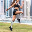 Compression Socks Knee High Circulation Support Socks For Women Men Athletic Running Hiking Travel (White)