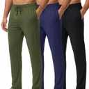 Real Essentials 3 Pack: Men's Cotton Pajama Pants Soft PJ Lounge Bottoms Loungewear Elastic Waist Pockets (3XL)