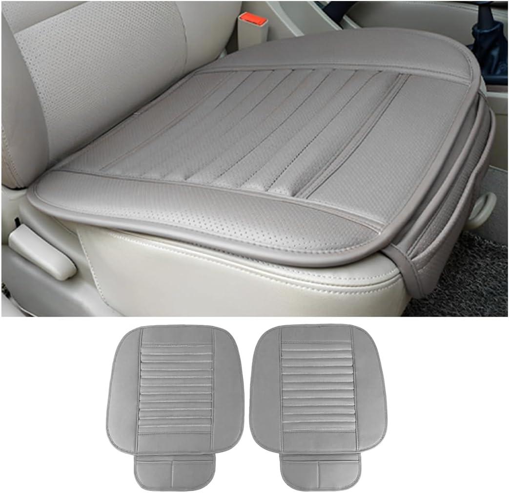 zipelo 2 Pack Car Seat Covers for Front Seats, Breathable Leather Cushion Protector, Anti-Slip Driver Seat Padded with Storage Pockets, Auto Interior Decoration for Most Vehicles (Gray)