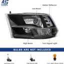 AS Headlight Assembly Compatible with 2009 2010 2011 2012 2013 2014 2015 2016 2017 2018 Dodge Ram 1500,2010-2018 Dodge Ram 2500/3500 Pickup QUAD Black Housing Pair (Not Fit Factory Projector Style)