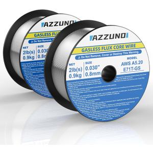 AZZUNO Flux Core Mig Welding Wire, E71T-GS Mild Steel Gasless Mig Wire .030" 2-LB, 2-PACK