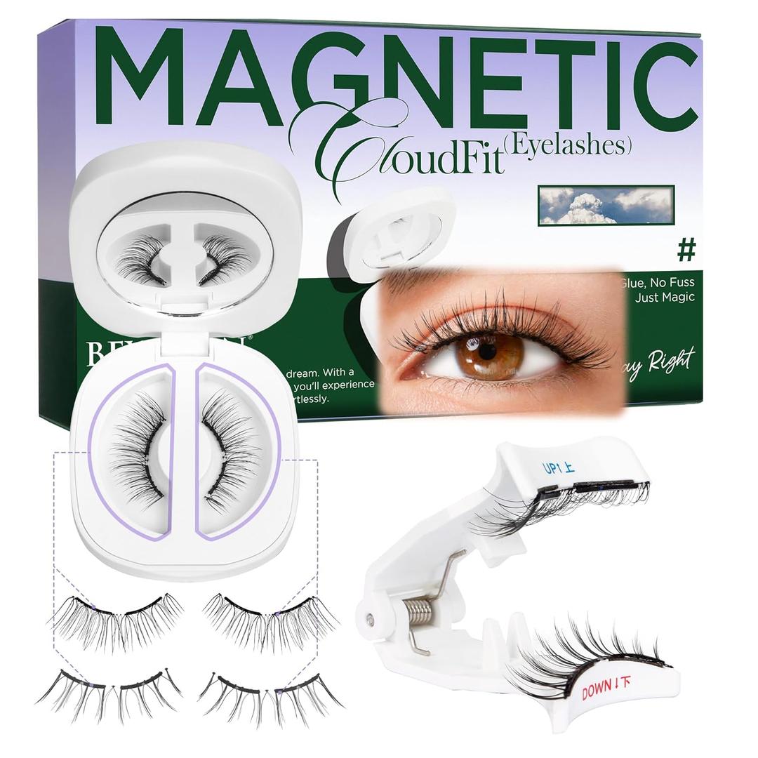 BEYELIAN Magnetic Eyelashes with Applicator Kit, Reusable Natural Look 3D Lashes, No Glue Needed Soft Magnetic Lashes for Eye Makeup-25B (Lightweight & Comfortable)