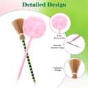 Motthjcw 24 Pack Halloween Witch Pens, Princess and Witch Party Favors, Witch Party Decorations, Fluffy Pink Pom Puff Ballpoints & Striped Witch Broom Ballpoints, Cute Pens Pink Office Supplies