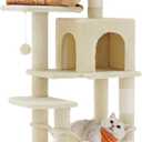Feandrea Cat Tree, 44.1-Inch Cat Tower, Multi-Level Condo, Beige
with 4 Sisal Scratching Posts, 2 Perches, Cave, Hammock, 2 Pompoms for Indoor Cats, Easy to Assemble, UPCT261M01