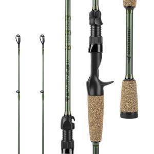KastKing Spartacus II Fishing Rods - IM6 Graphite Blanks Casting & Spinning Rods, 2-Piece Rods with Extra Tip Section, PTS Power Transition System, KastFlex Technology, Rubber Cork Handle 7'6"