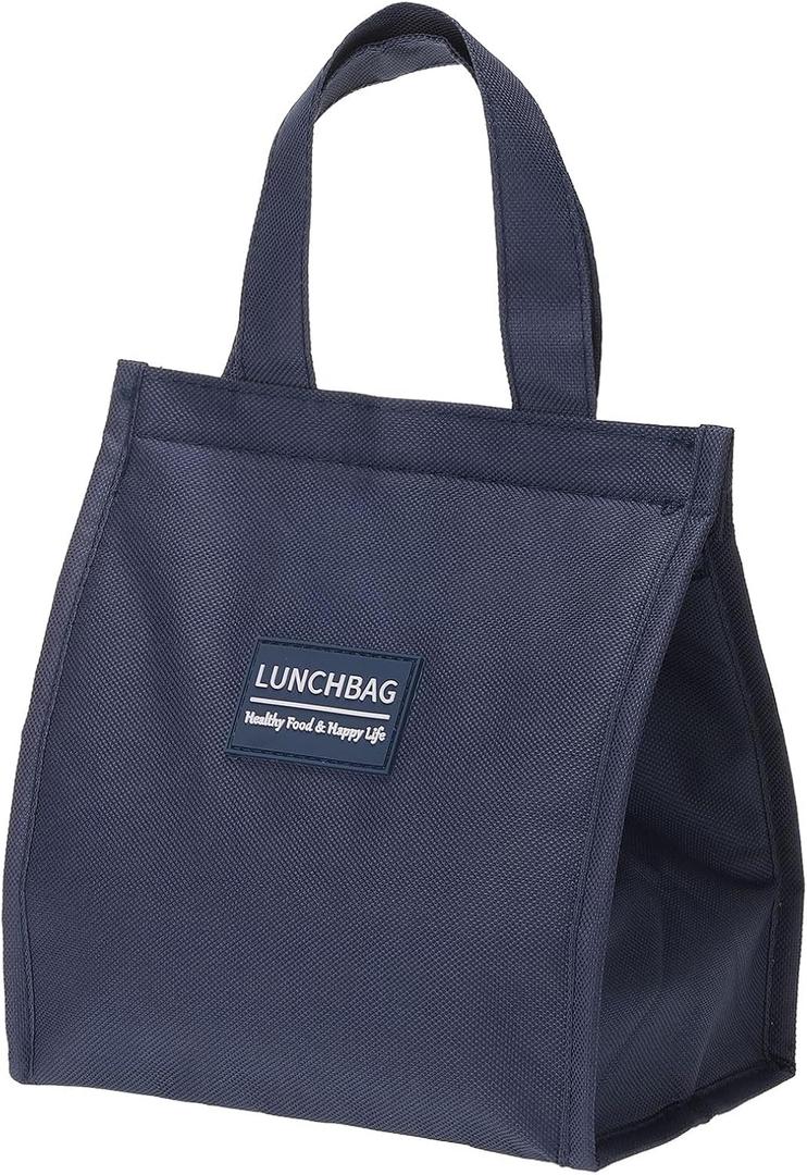 PATIKIL Insulated Lunch Bags, 8"x5"x9" Reusable Bento Bags Thermal Lunch Tote Portable Food Containers Bag for Men and Women, Dark Blue