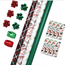 LaRibbons Christmas Wrapping Paper Set, Reindeer & Snowflake Design with Gift Bow & Ribbons & Tags, Perfect for Holiday, Party, Xmas Celebration,30 Inch X 10 Feet (4Rolls, 100 sq.ft.ttl.)