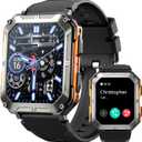 Smart Watch, Bluetooth Call(Answer/Make Call) Mens Watches, Christmas/Birthday Gifts for Men, Military Rugged Smart Watches, HD Touch Screen, Fitness Watch for Android iOS, Activities Tracker (Orange)