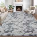GarveeHome 6x9 Shag Area Rug, Ultra Soft Fluffy Rug for Living Room Bedroom, Machine Washable Indoor Carpet, Non-Slip Bedside Rug for Kids Boys Girls Nursery Dorm Home Decor, 6x9 Tie-Dyed Light Grey.