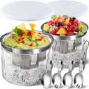 LIMOEASY Chilled Dip Bowl (2 Pack), 25oz Ice Serving Bowl with Lid for Parties, Cold Serving Dish for Hummus, Salsa, Guacamole, Sauces, Pasta
