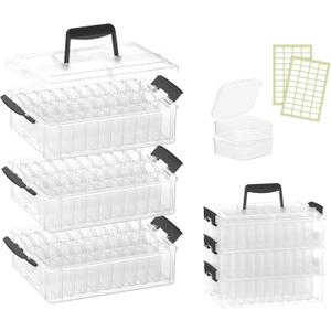 VANSUNS Bead Organizer Box 90 Pcs, 3-Tier Large Capacity Stackable Bead Storage Containers, Portable Plastic Craft Organizers for Jewelry Making, Bracelets, DIY, Nail Art Charms