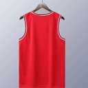 Blank Men's Basketball Jersey Cuff Stripes Team Athletic Scrimmage Uniform Mesh Sport Shirt (Large, Red)