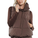 Women Puffer Vest, Oversized Sleeveless Cropped Winter Vests Outerwear, Versatile Padded Warm Puffy Gilet Trendy L