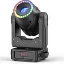 150W Ring Moving Head DJ Lights with 2-Way Rainbow Effect,7 Color 7 Gobo 3 Prism LED RGBW 4-IN-1 Stage Lighting Controlled by 13/15CH DMX-512Sound Activated Beam Light for Party KTV Wedding Christmas