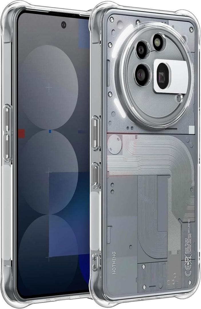 Case for Nothing Phone 3a Pro, Clear Cover with Reinforced Corner Bumper Camera Protection Slim Fit Shockproof Flexible TPU Case for Nothing Phone (3a) Pro - Transparent