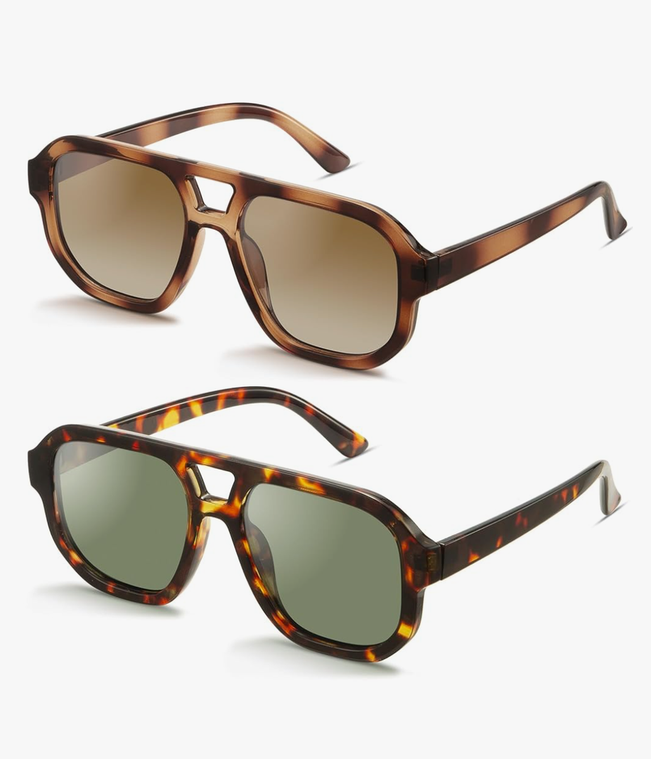 livho Trendy Polarized Square Aviator Sunglasses Women Men Square Eyewear Frame, Retro Sun Glasses for Women Men 2025 Shades