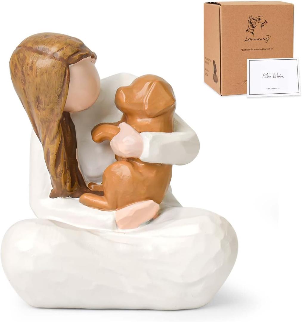 Dog Remembrance Gift for Dog Lover, Angel Dogs Friendship Memorials Gifts for Dogs, Sculpted Hand-Painted Resin Figures for Loss of pet