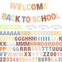 Kosiz 116 Pcs DIY Letter Custom Banner Boho Classroom Banner Kit Customizable Back to School Garland Including 111 Letters Numbers 3 Rope 2 Threading Device for Home School Classroom Decor