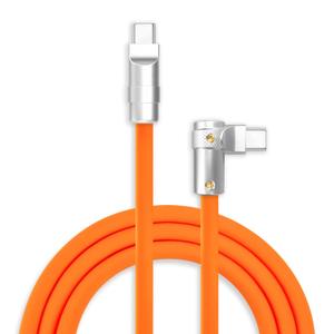 Chubbycable FlexElbow 90 Degree 240W Fast Charging Cable Right Angle USB C Cable Silicone Charging Cord Compatible with iPhone 17-15 Series iPad, Orange, Type-C to Type-C, 6.6FT