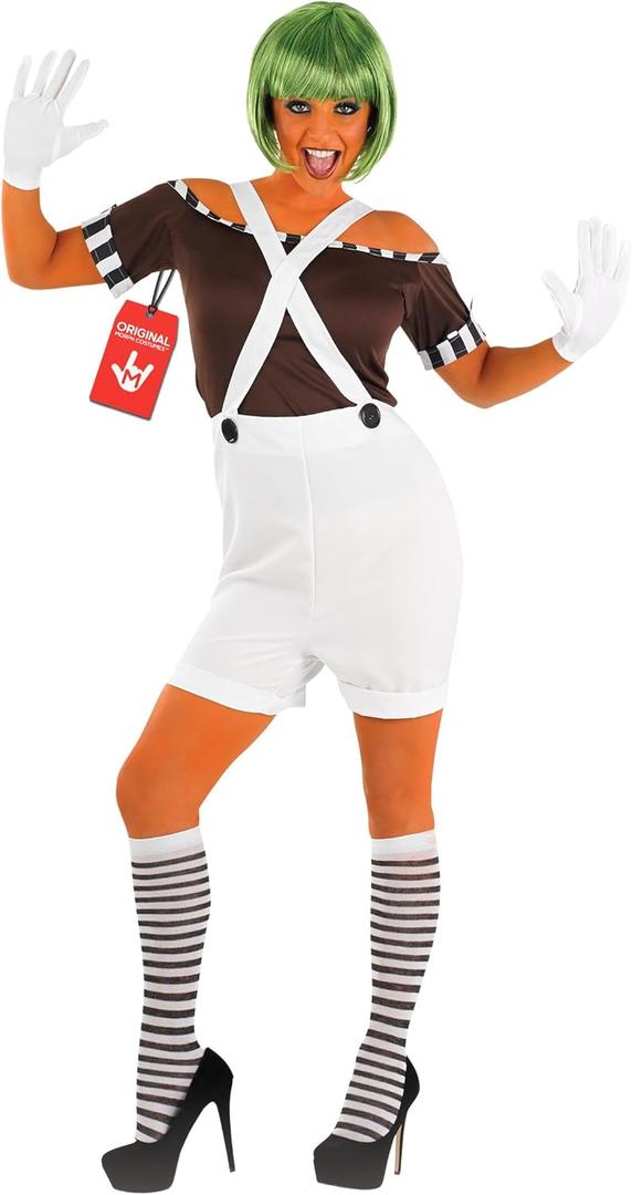 fun shack Womens Chocolate Factory Costume, Chocolate Costume Adult, Book Character Halloween Costumes for Women (Large, White)