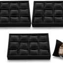 Sureio 36 Slots Grid Watch Drawer Organizer Bracelet Pillows for Jewelry Display Watch Tray Holder for Women Girls Gifts(Black)