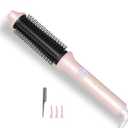 Thermal Brush Heated Round Curling Iron Brush for Blowout Look, 30s Fast Heated, with Adjustable Heat Settings, Hair Styling (Pink)