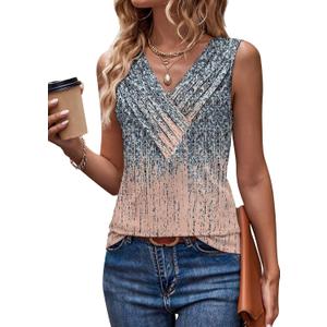 LYHIPSS Womens Summer Tank Tops V Neck Sleeveless Loose Fit Summer Casual T-Shirts Blouses (M)