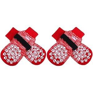 EXPAWLORER Anti Slip Dog Socks to Prevent Licking Paws, Dog Shoes for Hot Pavement, Dog Booties for Small Medium Large Senior Dogs, Traction Control Boots & Paw Protectors for Hardwood Floors XXS