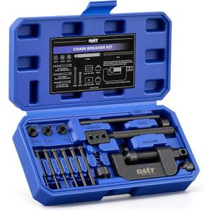 Orion Motor Tech Motorcycle Chain Rivet Tool, 20pc Motorcycle Chain Tool Kit with Blackened C Frame 5 Pins Pre-Press Cap, Pro Bike ATV Motorcycle Chain Breaker Cutter Removal Tool for 25 to 630 Chains
