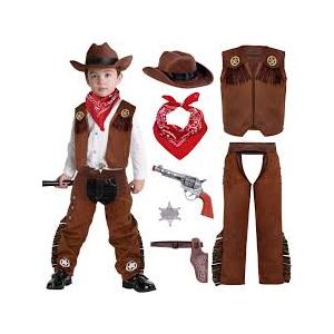Spooktacular Creations Halloween Cowboy Hat Costume for Boys, Kids Brown Western Costume, Deluxe Boys Cowboy Outfit Set for Toddler Halloween RolePlay Themed Party (3T, 34 yrs)