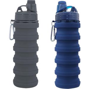 Collapsible Water Bottles Travel water bottle Sports Portable Sport Water Bottle Reusable Water Bottles comes with mountaineering Buckle 500ml silicone Water-proof camping water bottle