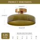 Dome Flush Mount Ceiling Light Mid Century Modern Semi Flush Mount Ceiling Light fixtures with Green Round Glass Shade Brushed Gold Brass Flush Mount Lights for Hallway Dining Room, 13.8 inches , 5.1 inches