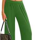 PRETTYGARDEN 2 Piece Sets for Women Summer 2025 Airport Travel Outfits Crop Tank Tops Wide Leg Pants Matching Lounge Sets (Green, XXL)