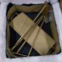 GREENSTELL Small Vanity Stool Chair with Storage and Folding Back, 13.4" x 15" x 30" Square Faux Fur Soft Ottoman, 4 Metal Legs with Anti-Slip Feet, Furry Padded Seat for Makeup, Bedroom, Pink