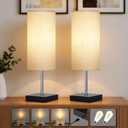 18Inch Cordless Lamp Table Lamps set of 2, 5000mAh Rechargeable Beside Table for Living Room, 2700K Battery Operated Small Bedroom Desk Lamp for Night Stand Linen Fabric Shade for HomeBulb Included (Beige)