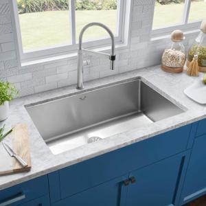Kitchen Sinks 32x18 Inch Undermount Kitchen Sink Stainless Steel Sink 16 Gauge Single Bowl Set (5 Item Bundle: Sink, Bottom Grid, Drain Assembly, Drain Cap, Towel)