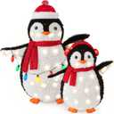 Best Choice Products 2-Piece Lighted Penguin Family, 3ft Pop-Up Outdoor Christmas Holiday Decoration w/ 150 LED Lights, Multicolored Lights - Red