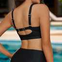 Women's Twist Front Bikini Top Large Bust Sporty Padded Swimsuit Bathing Suit Tops Only (Black, S)