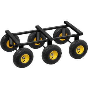 6 Wheel All Terrain Dolly, Heavy Duty Furniture Dolly 1300 Lbs Capacity, 10" Inflatable Tires Big Wheel Dolly, All Terrain Mover for Homes, Logistics, Warehouses, Shopping - 35.5" x 18" - Black