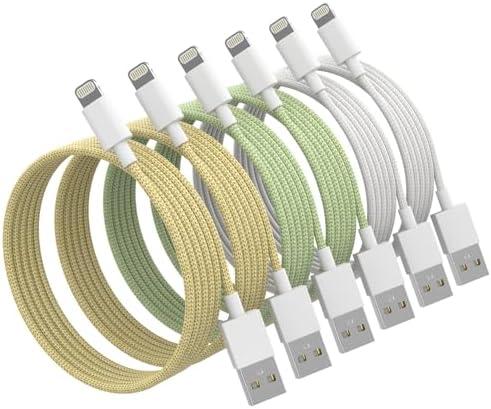 Pack of 2, iPhone Charger Cord, [Apple MFi Certified] Lightning Cable, 6Pack (3/3/6/6/6/10 FT) Nylon Braided USB Charging Cable for iPhone 14/13/12/11 Pro Max/XS MAX/XR/XS/X/8/7/6s Plus, iPad