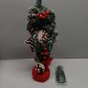 22 Inch Tabletop Christmas Tree with Lights Timer, Snowy Artificial Small Christmas Trees Battery Operated 30 Warm Lights Red Berries Pine Cone Stable Base Mini Tree Xmas Decorations Indoor Holiday