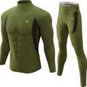 CL convallaria Thermal Underwear Long Johns Set Mens Winter Gift Hunting Gear Sport Base Layer Bottom Top (X-Small, B-army Green)