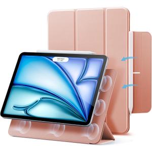 ESR for iPad Air 11 Inch Case M4/M3/M2 (2026/2025/2024), iPad Air 5th/4th Gen (2022/2020), Powerful Magnetic Attachment, Slim Trifold Stand Case, Auto Wake/Sleep, Durable Protection, Rose Gold